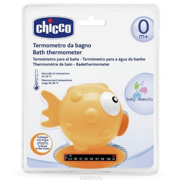 Термометр Chicco для ванны рыба-шар жёлтый фотография